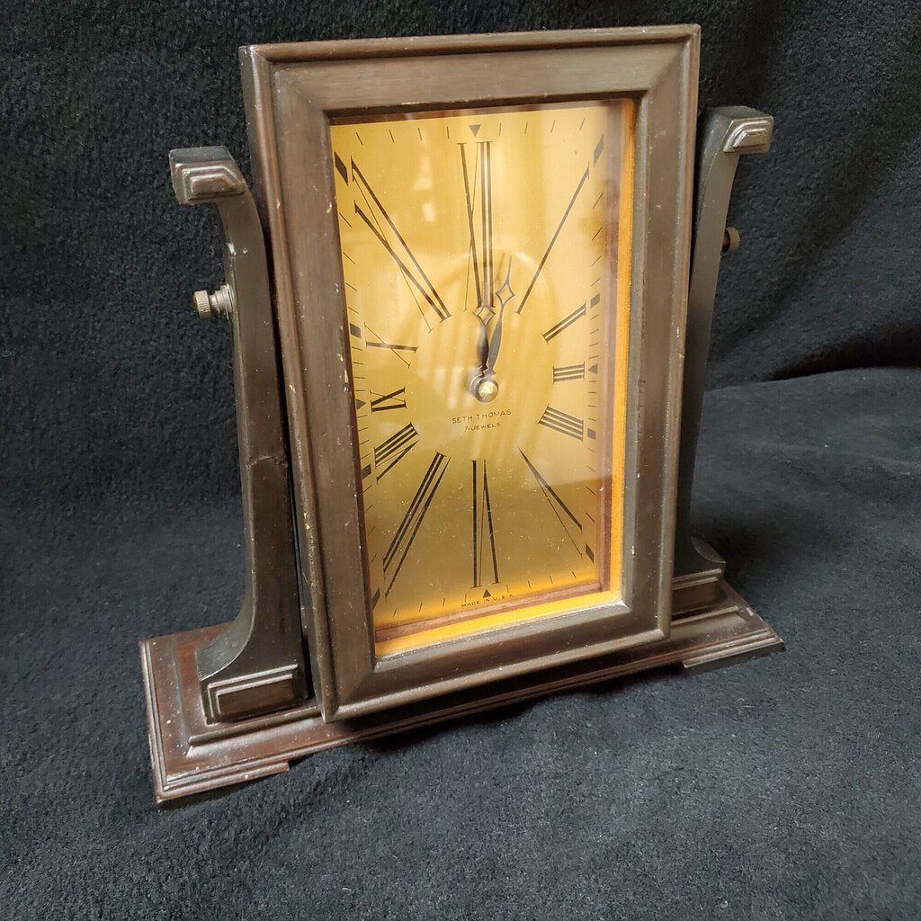 Antq Seth Thomas Clock, Wood, Size: 10"H