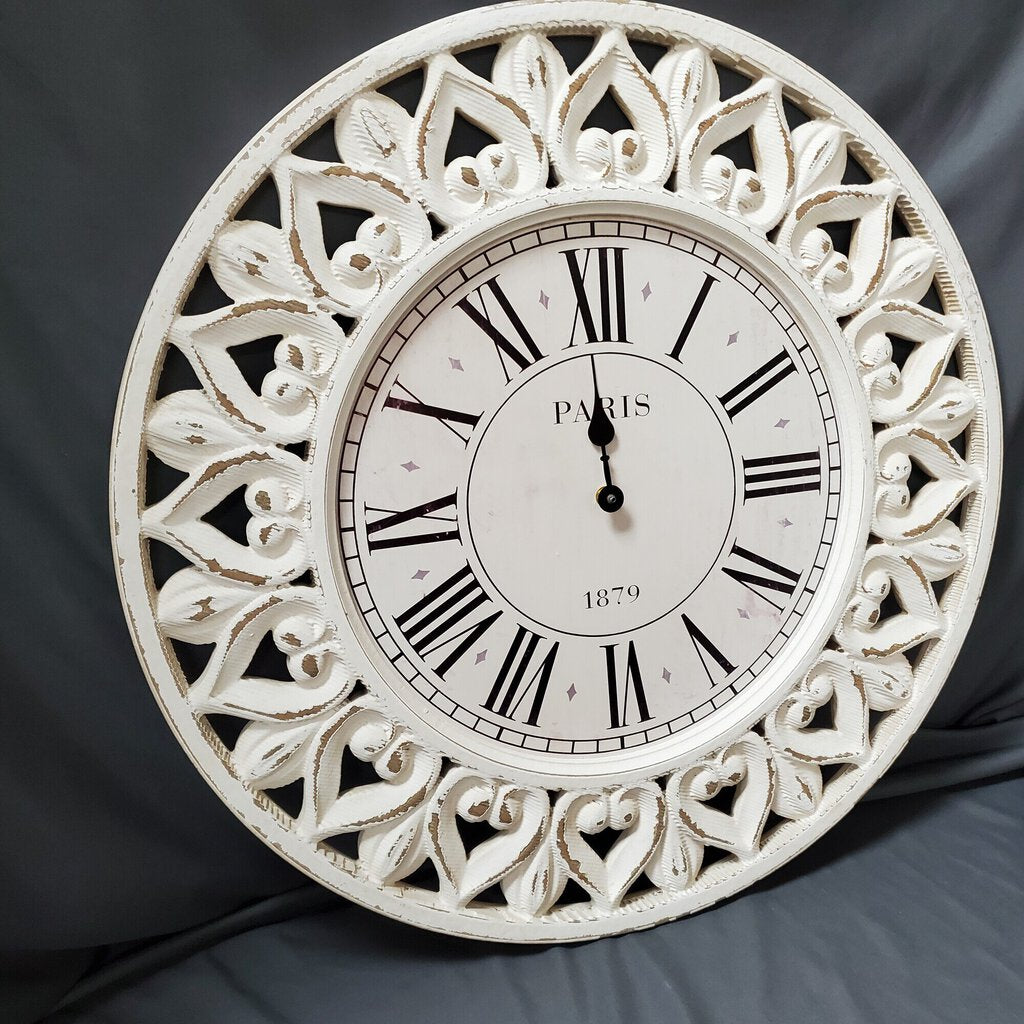 Paris Wall Clock, White, Size: 23"D