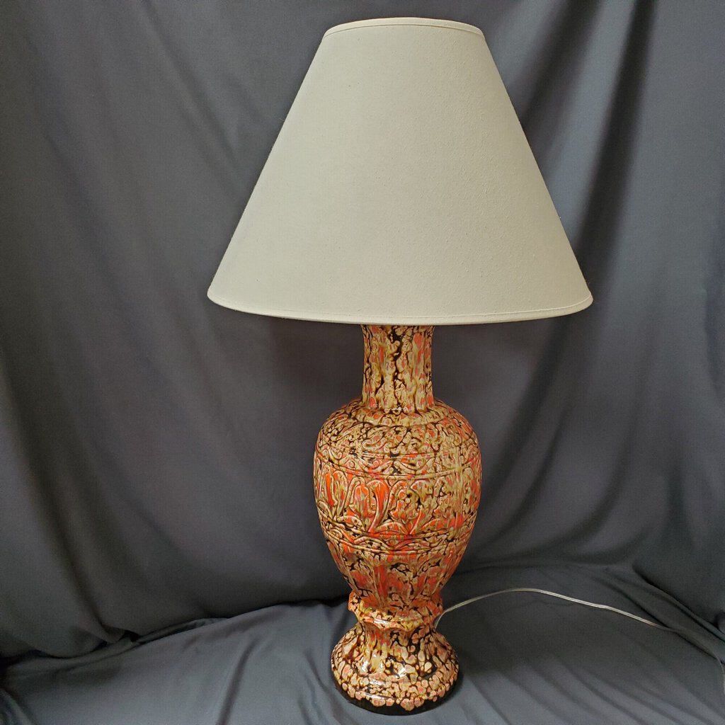 Drip Glaze Lamp W Shade, Orange, Size: 33"H
