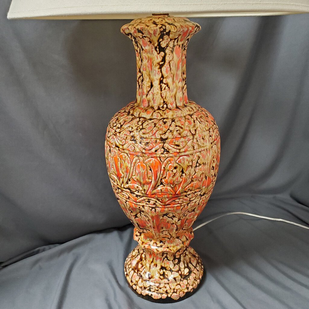 Drip Glaze Lamp W Shade, Orange, Size: 33"H