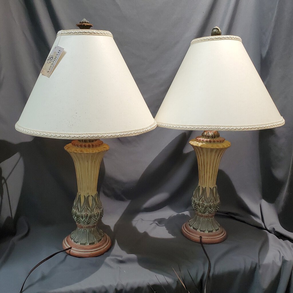 Pair Wheat Decorated Lamp, Size: 30"