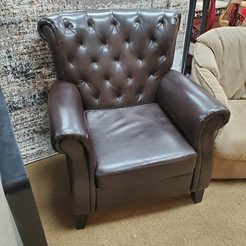 Tufted Chair, DkChoc, Size: 34"W