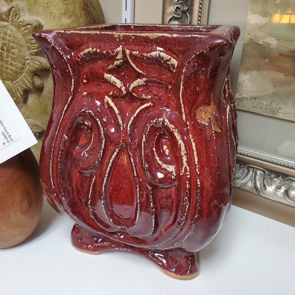 Vase / Planter, Maroon, Size: 8x9