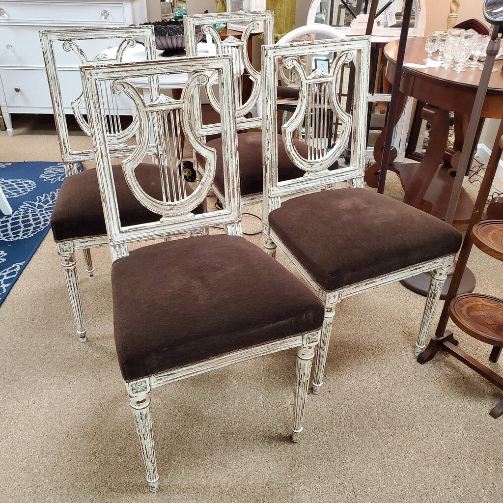 Set/4 Lyre Back Mohair Chairs