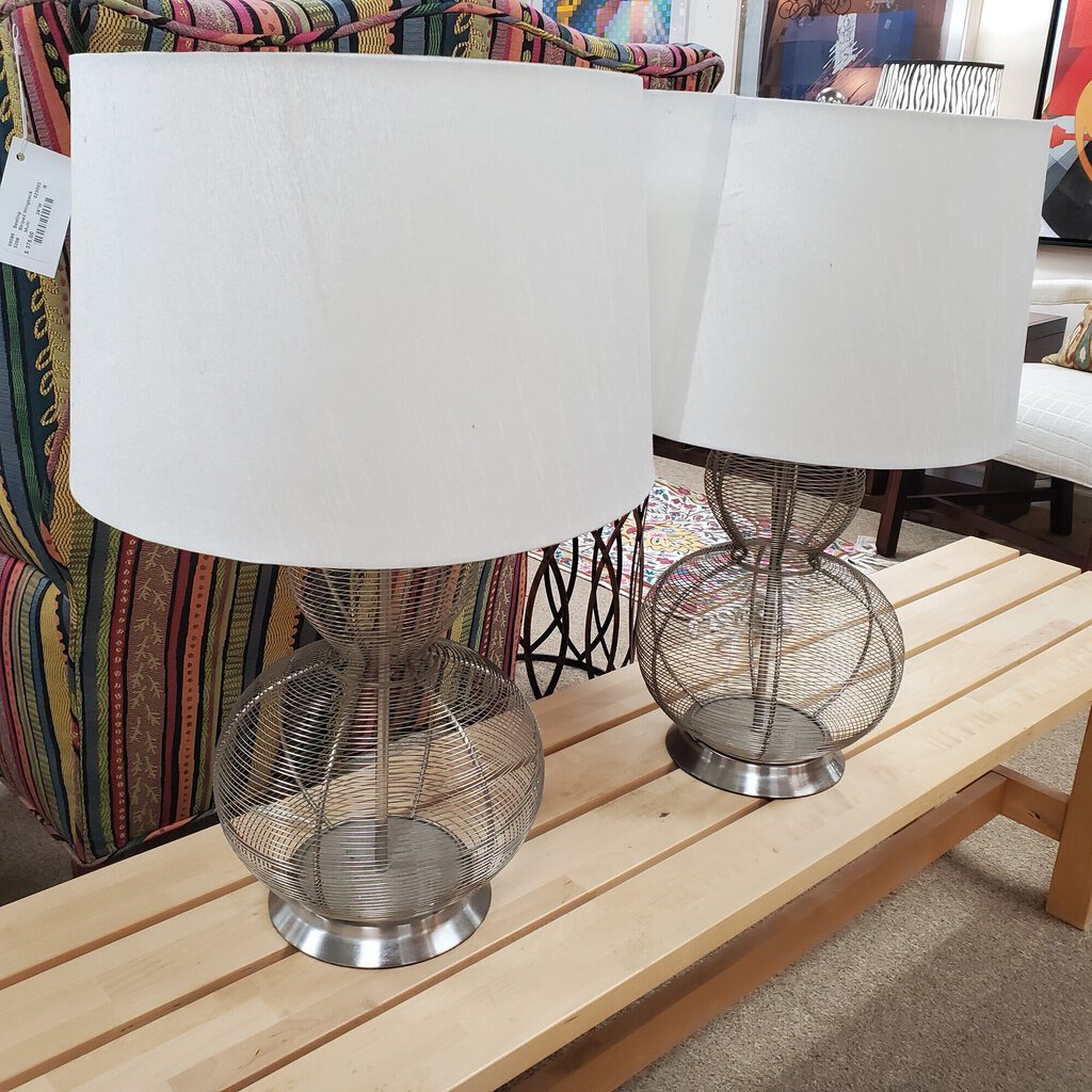 Pair Metal Lamps, Size: 23"H