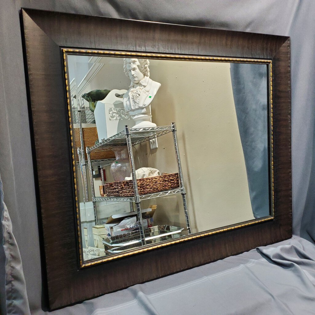 Framed Mirror, Brown, Size: 36x30
