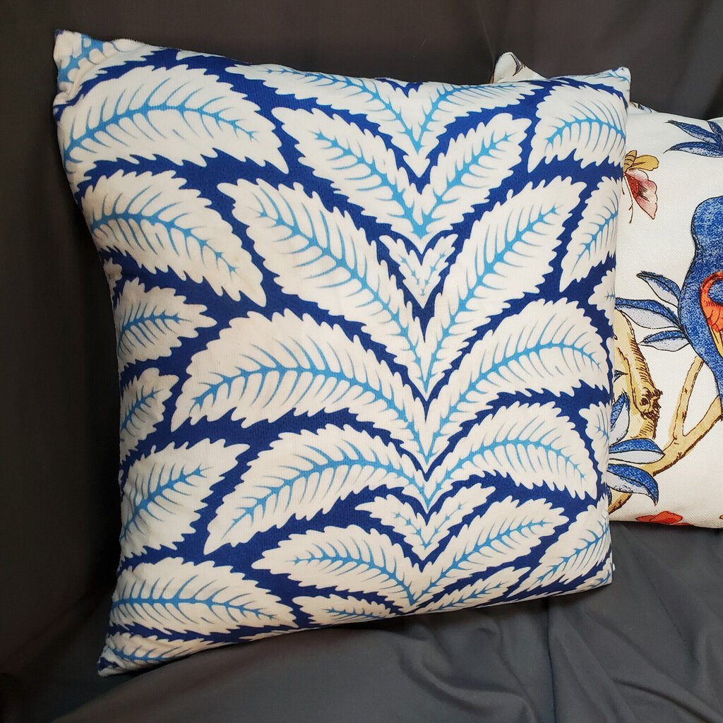 Palm Print Pillow, Blue, Size: 16x16