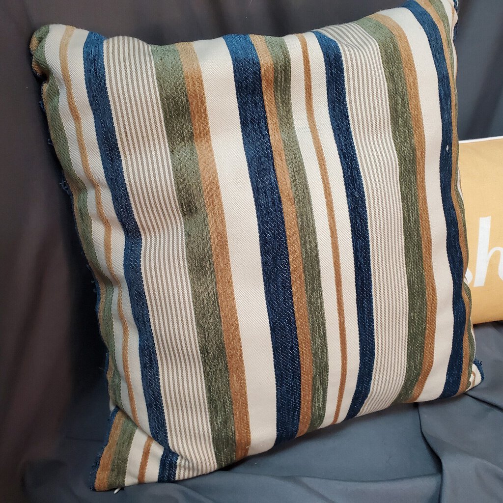 Striped Pillow, Blue, Size: 15x15