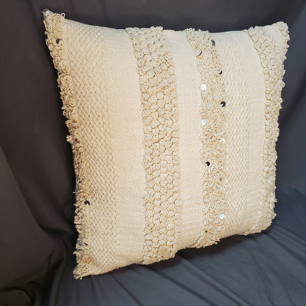 Pier 1 Boho Pillow, Cream, Size: 18x18