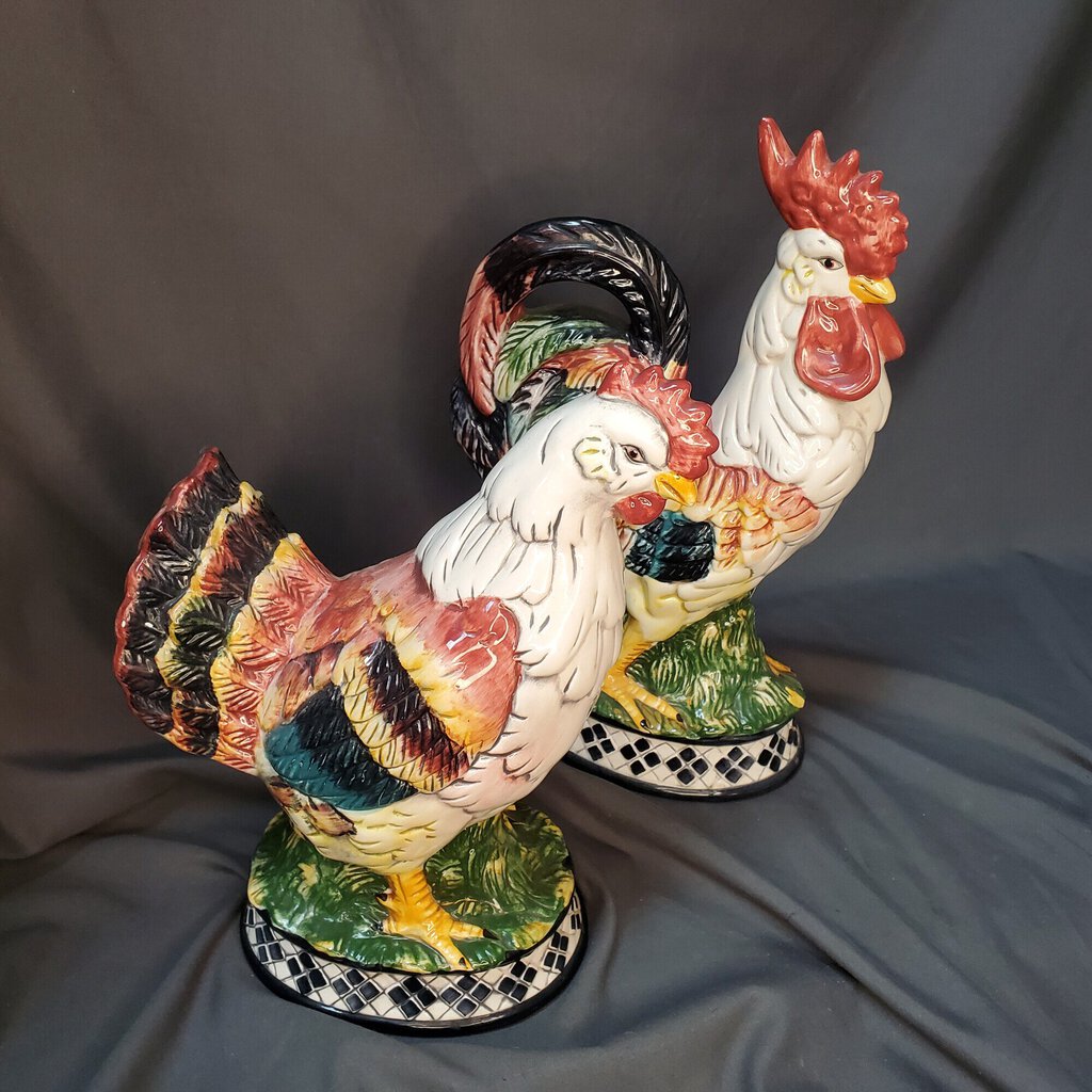 2pc CBK Chicken + Rooster, Size: 10-13"H