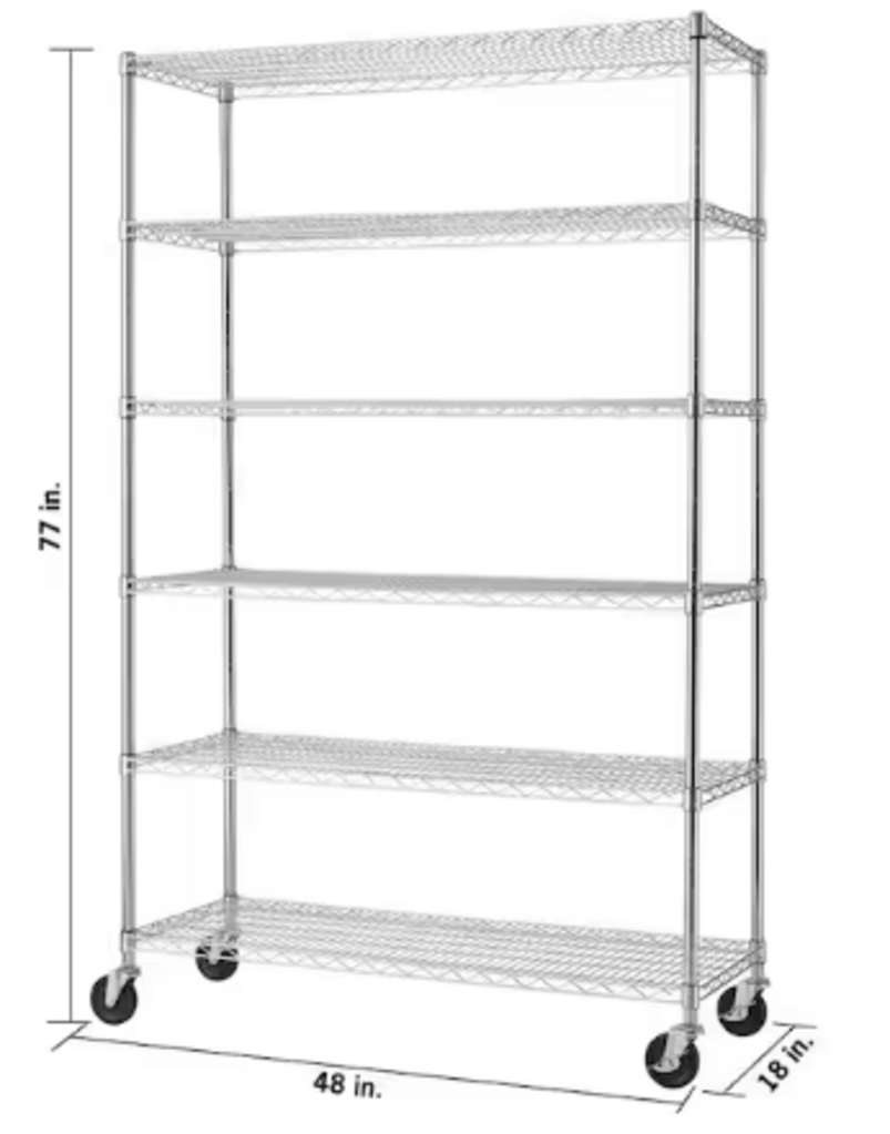 Chrome 6-Tier Rolling Steel Wire Shelving Unit (unassembled)