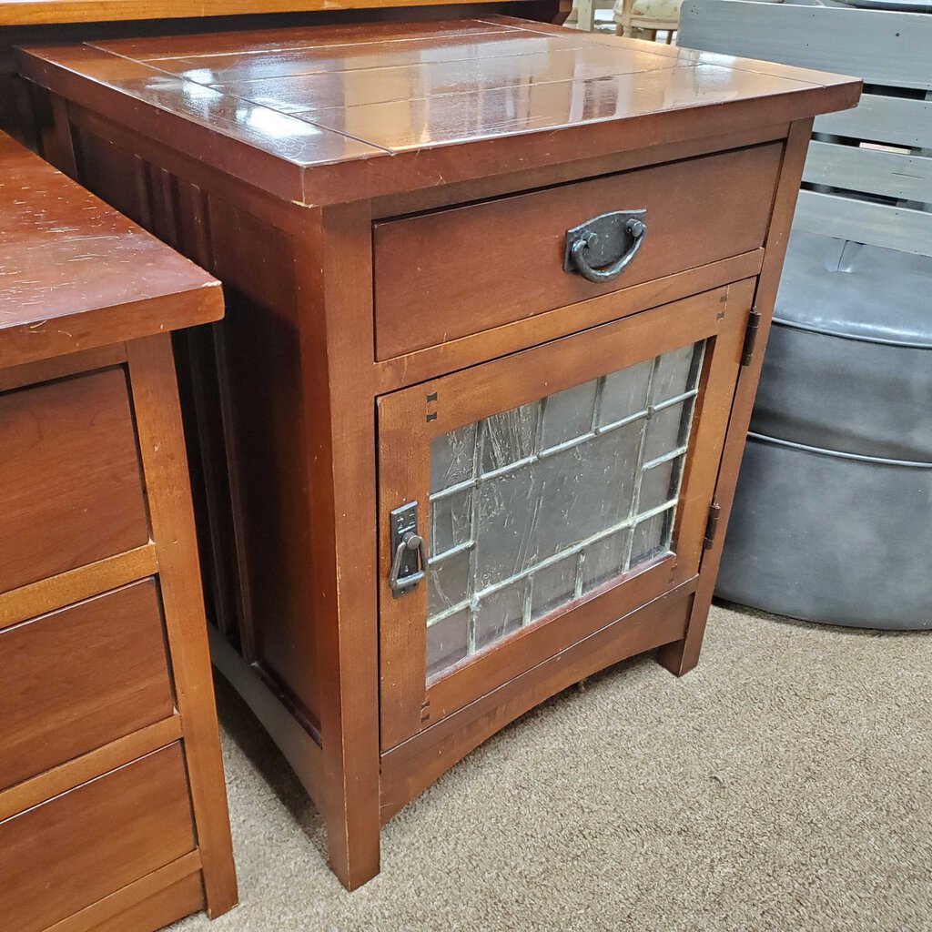 Glass Front Craftsman Style End Table