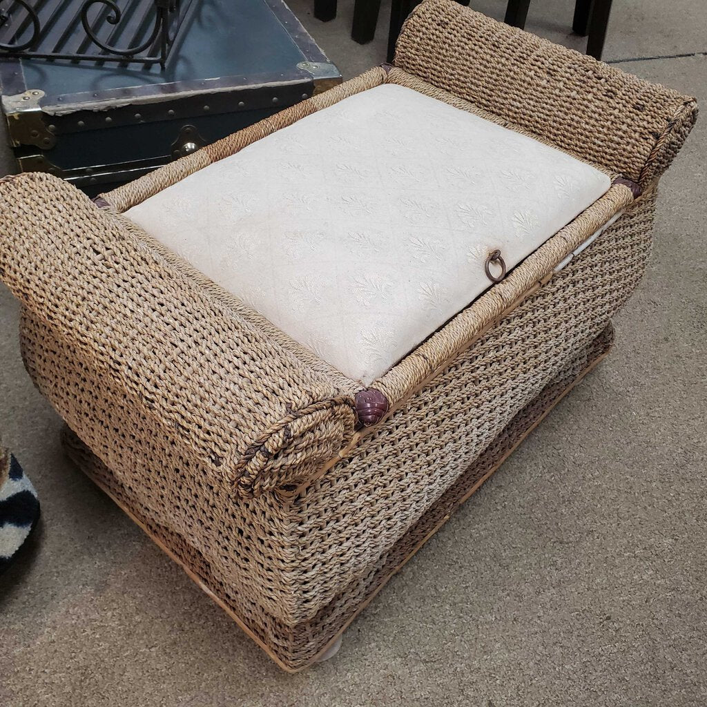 Wicker Sewing Bench with Storage