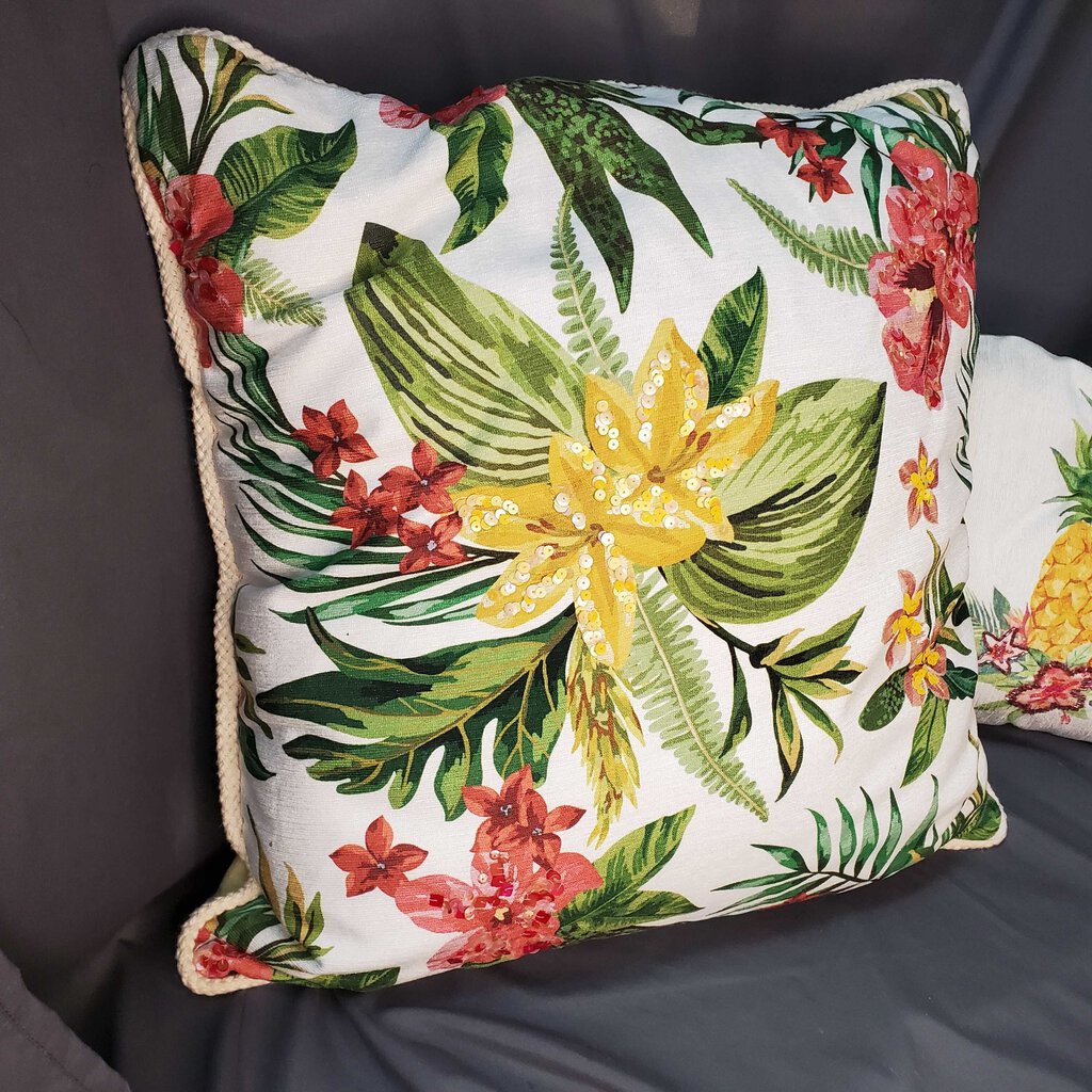 Tropical Pillow with Sequins