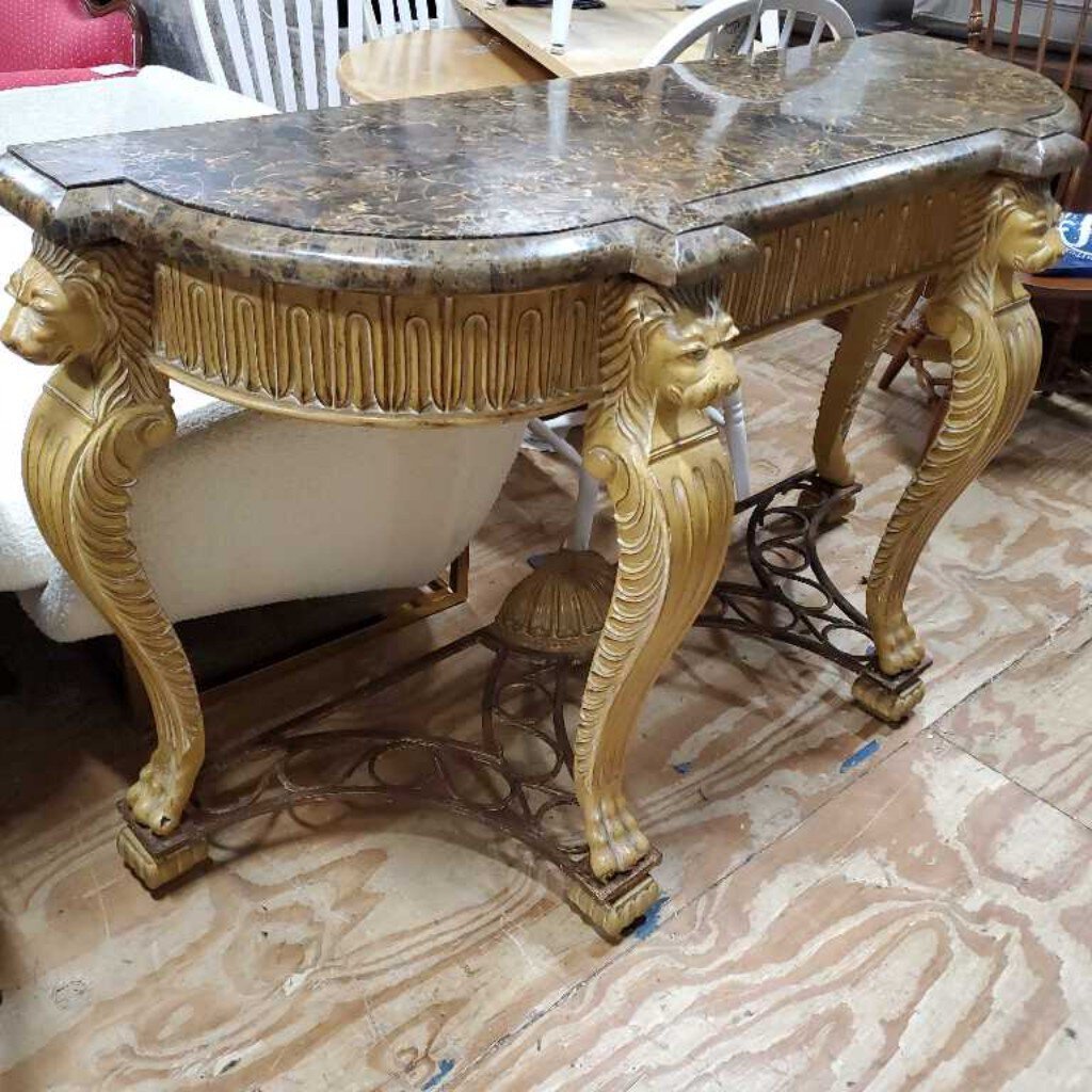 French Baroque Marble Top Console