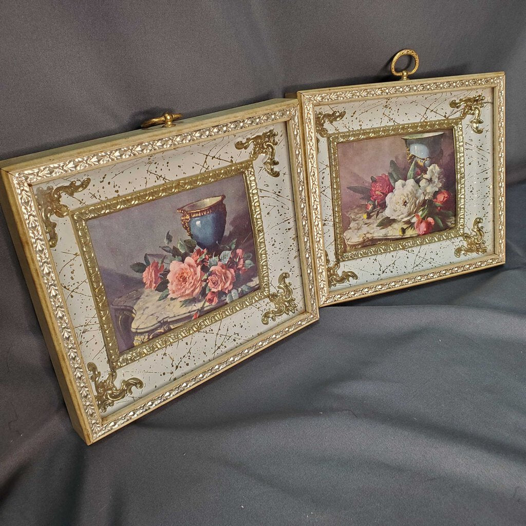Pair Floral Shadowboxes