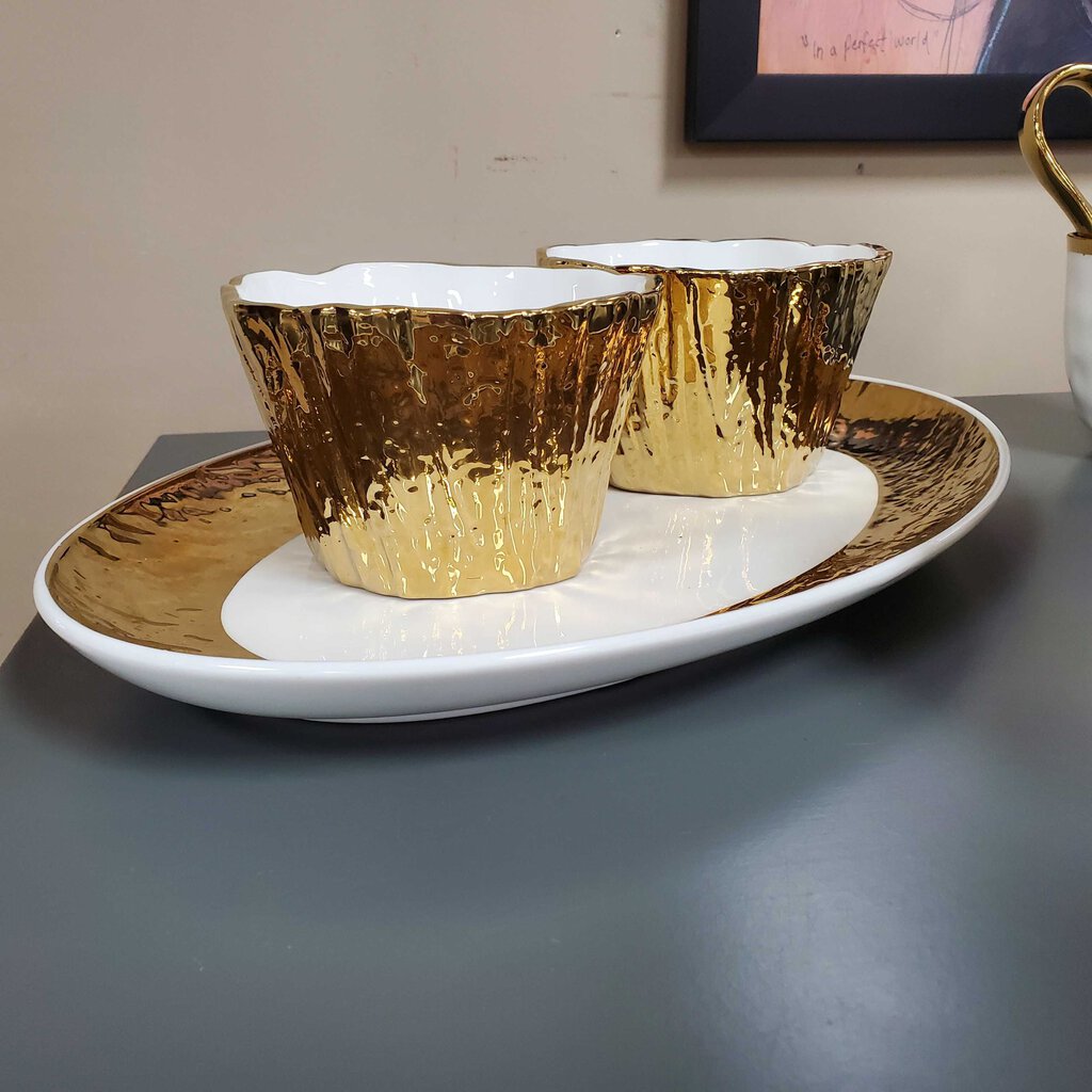 2 Place Setting Gold Rimmed China Set