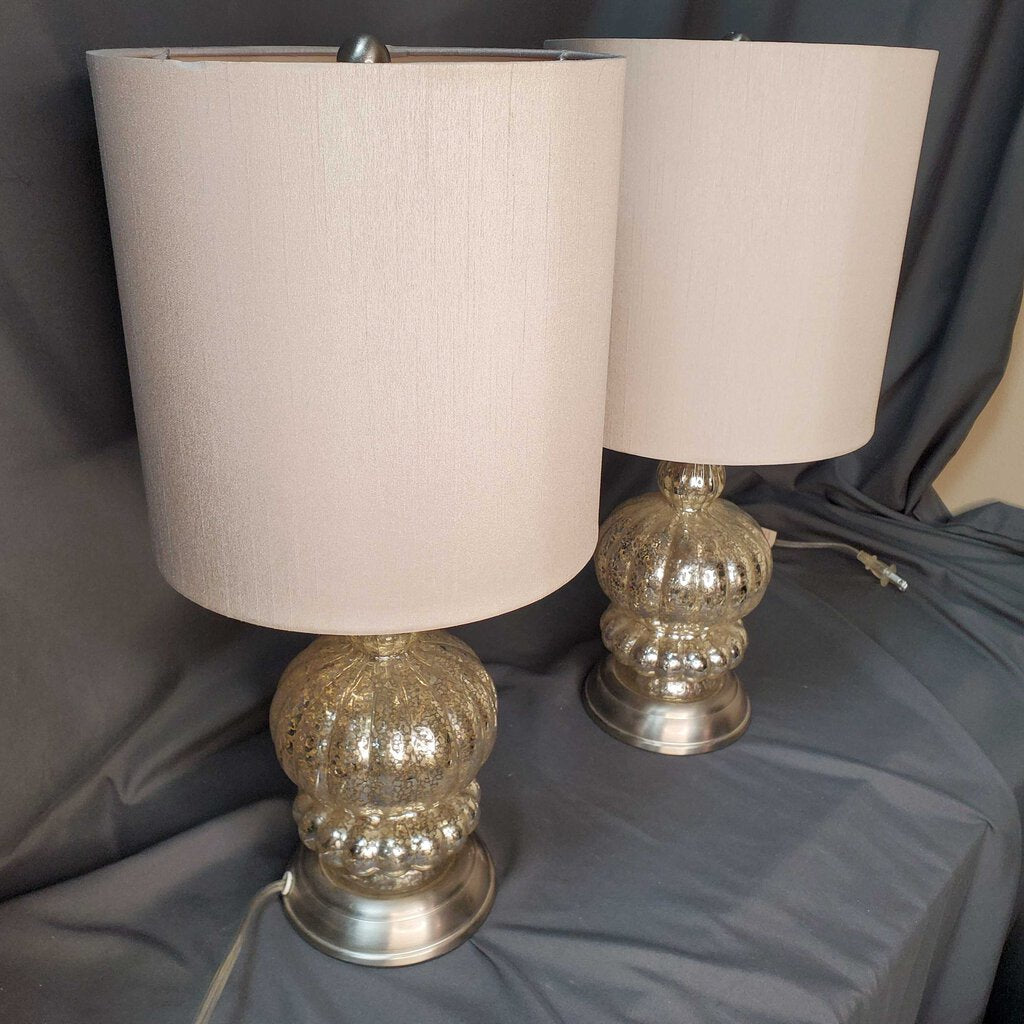 Pair Small Mercury Glass Lamps