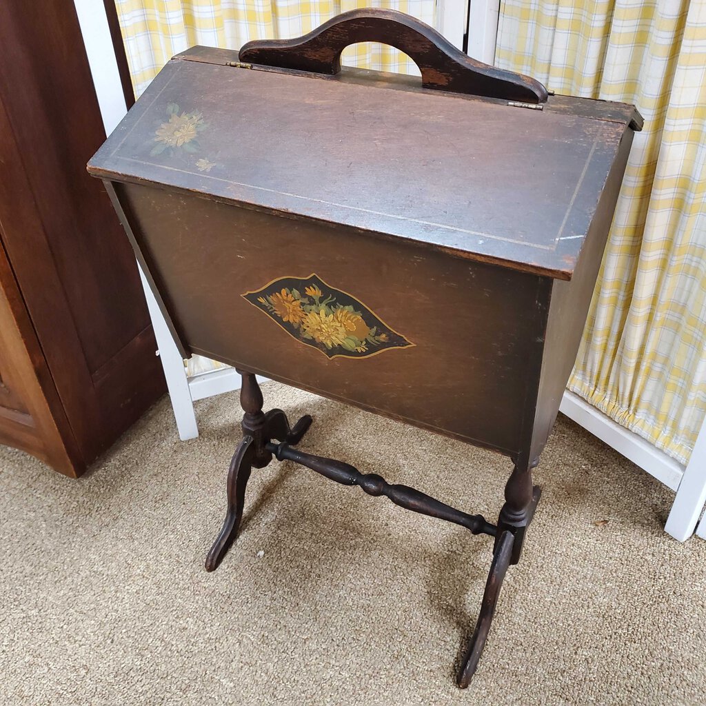 20th Century Hand Painted Priscilla Sewing Chest