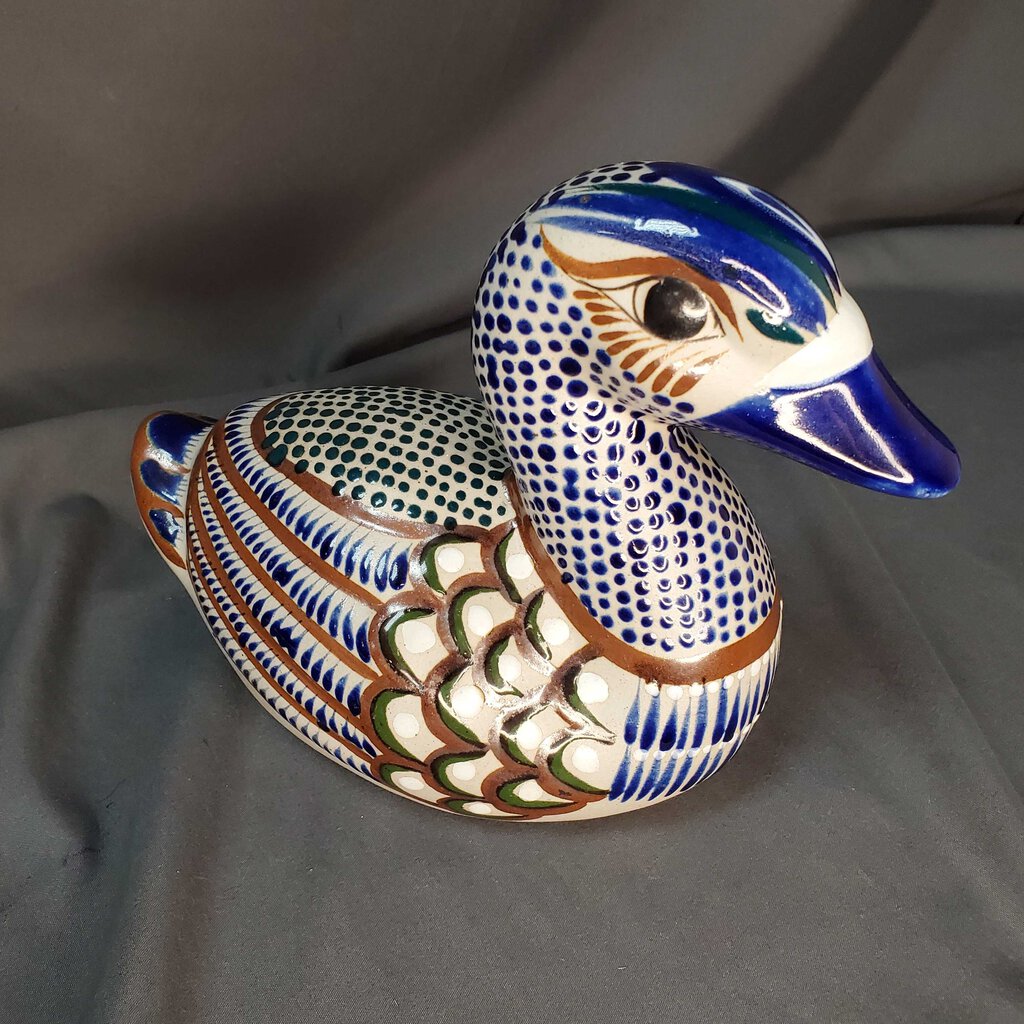 Tonala Mexico Signed Porcelain Duck