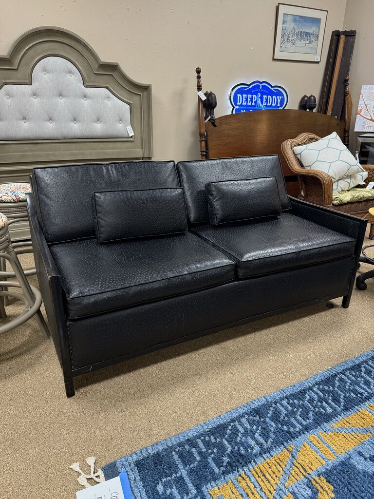 Black Faux Ostrich sleeper loveseat