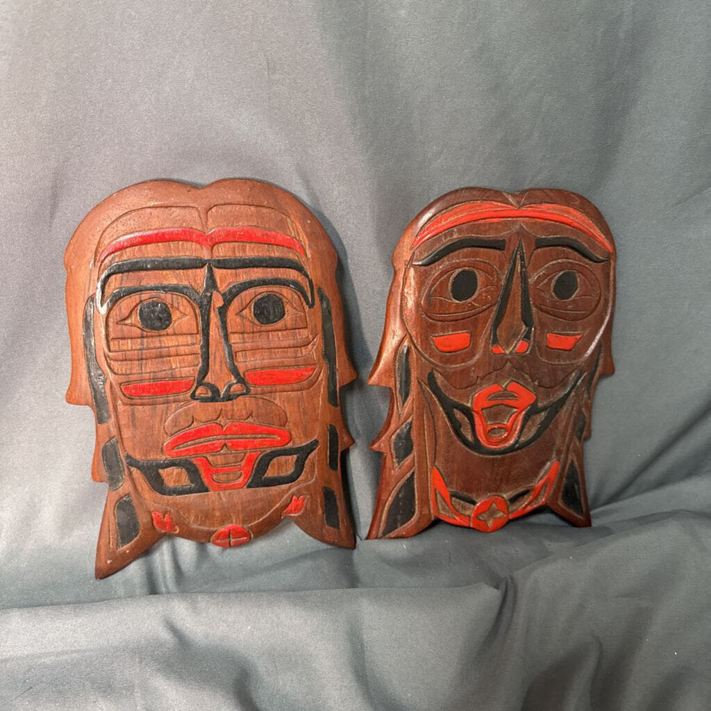 Pair Mahogany masks