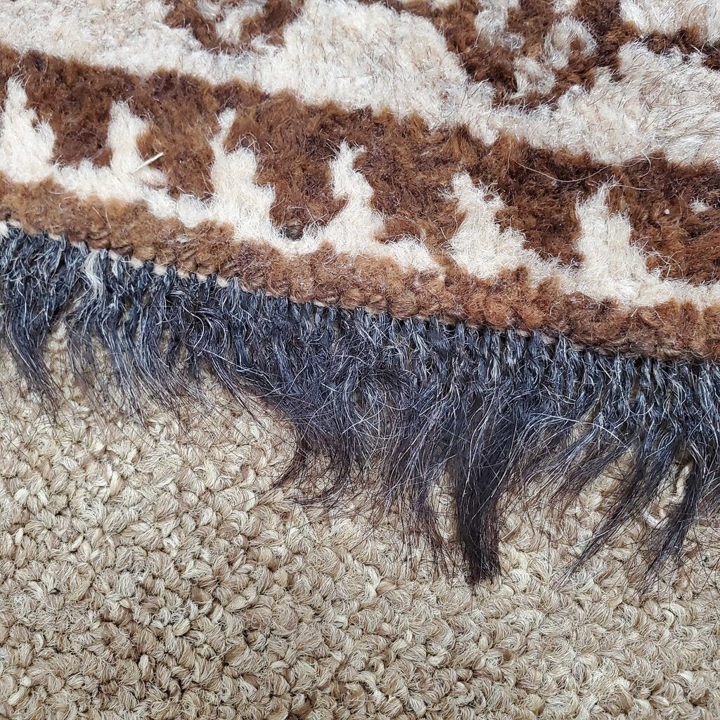 Tribal rug wool with horsehair fringe