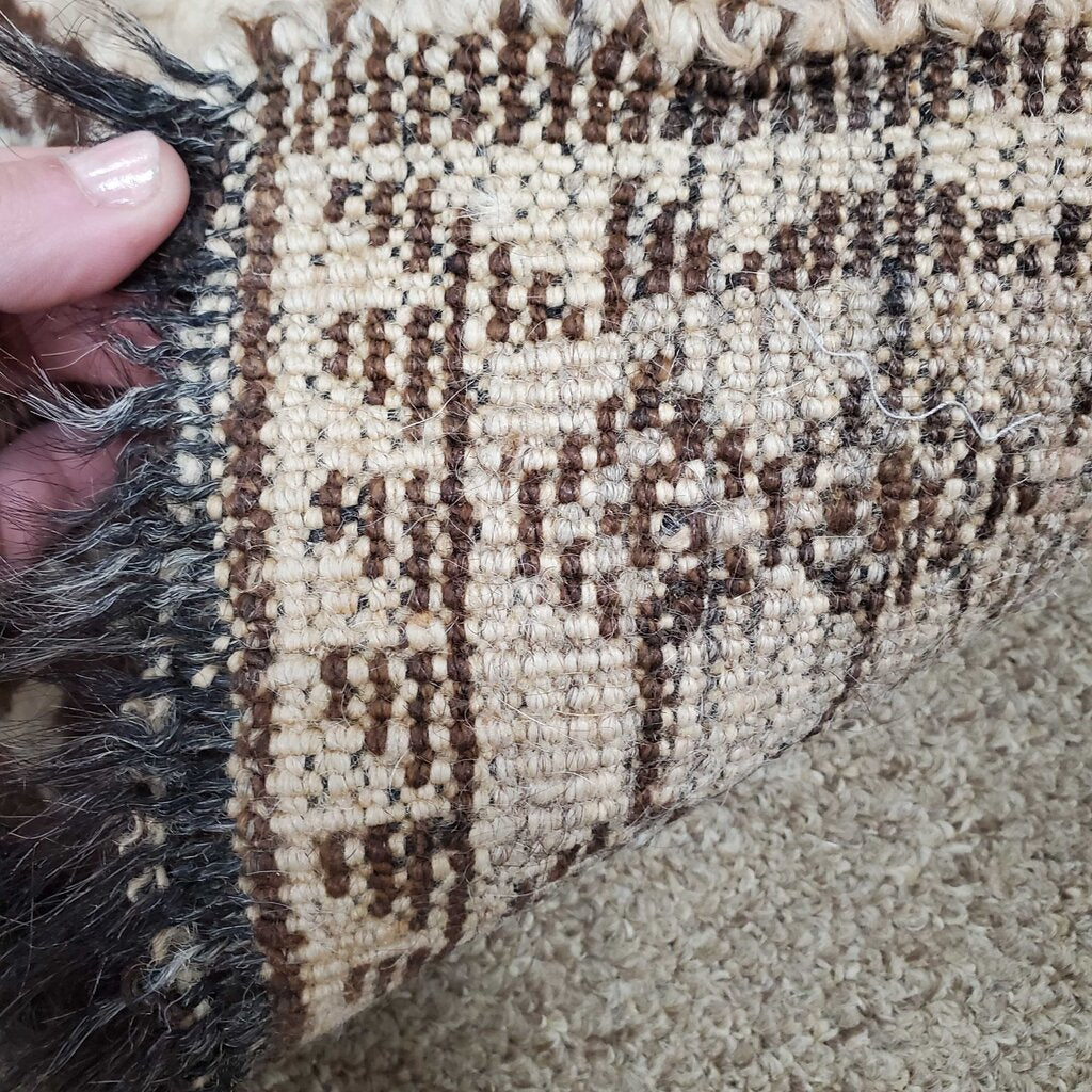 Tribal rug wool with horsehair fringe