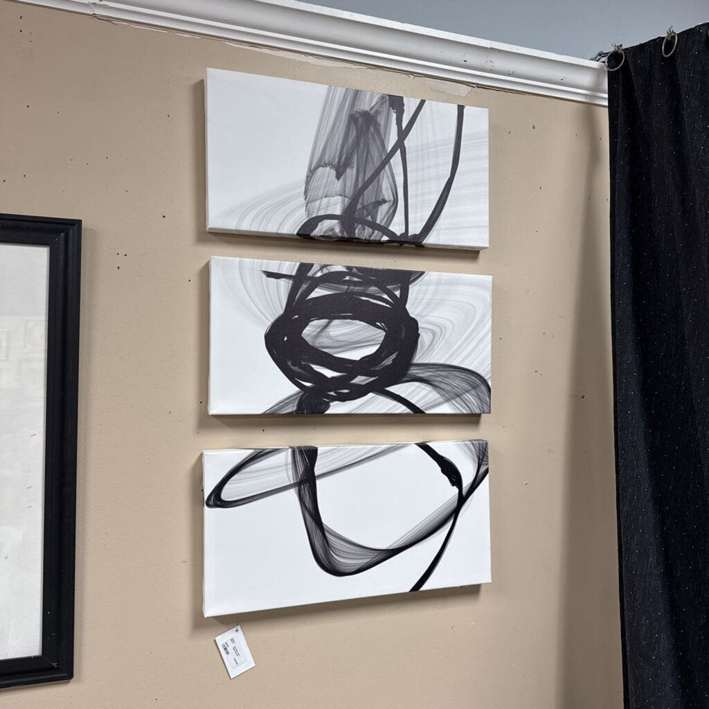 3pc black and white canvas