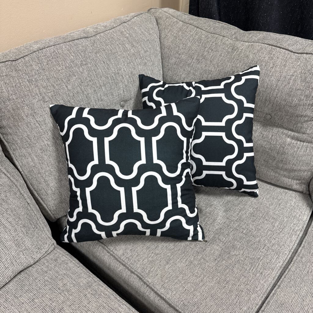 Pair black trellis pillows