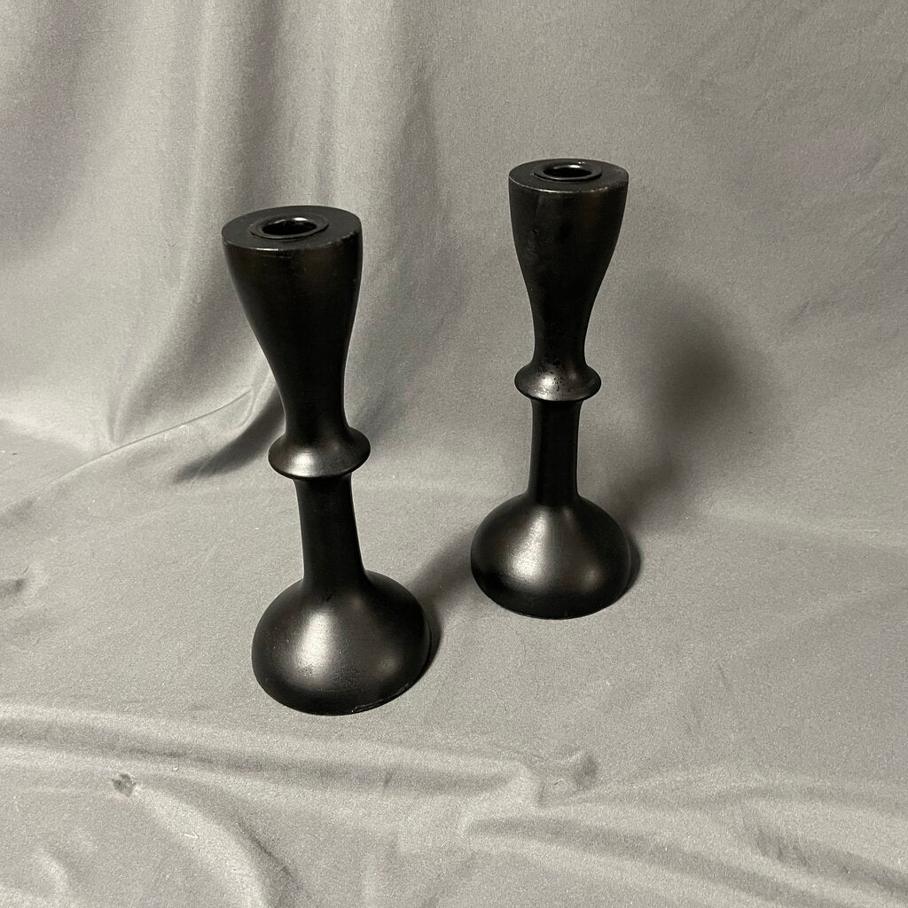 Pair Wood Candlesticks