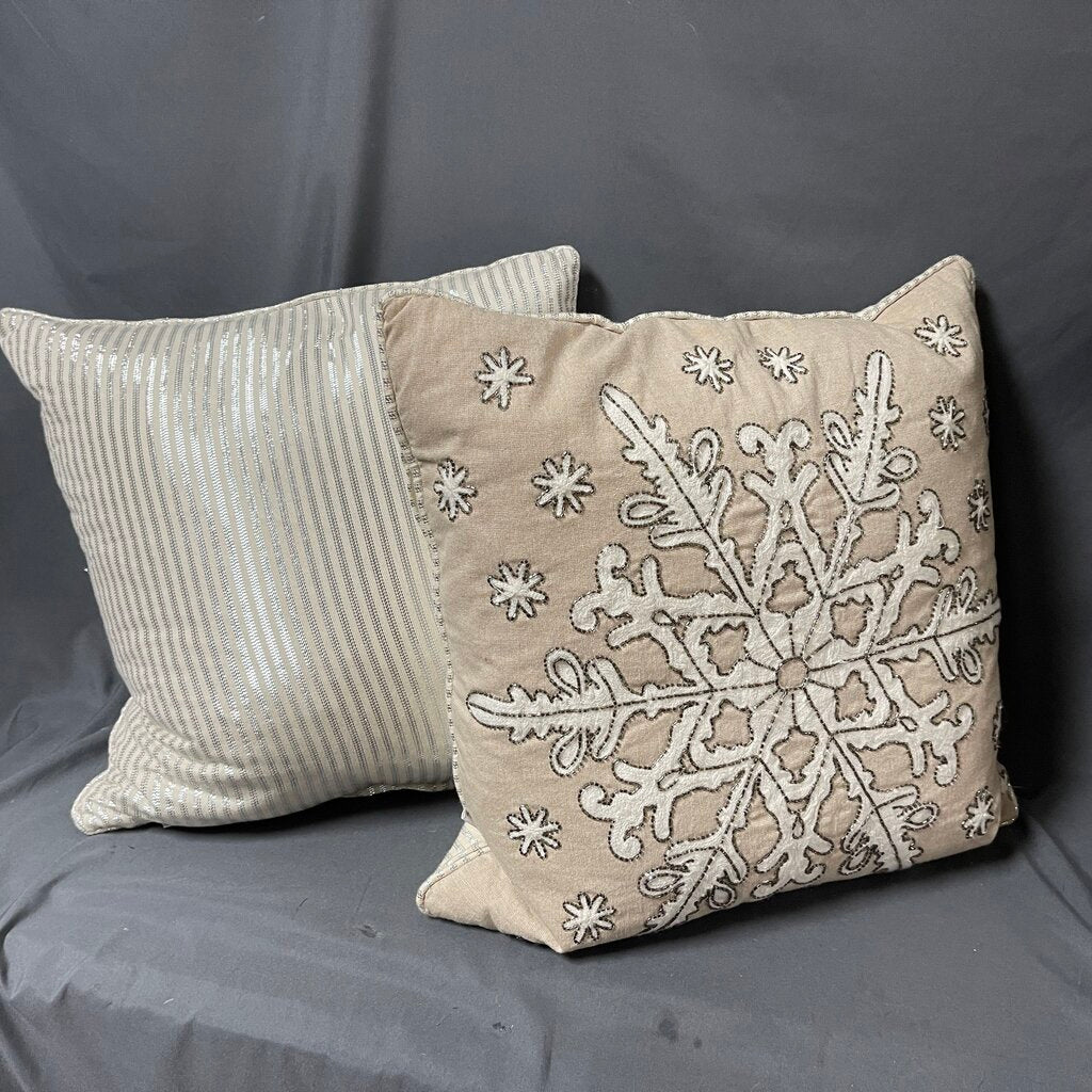 Pair Double-Sided Down Snowflake Pillows