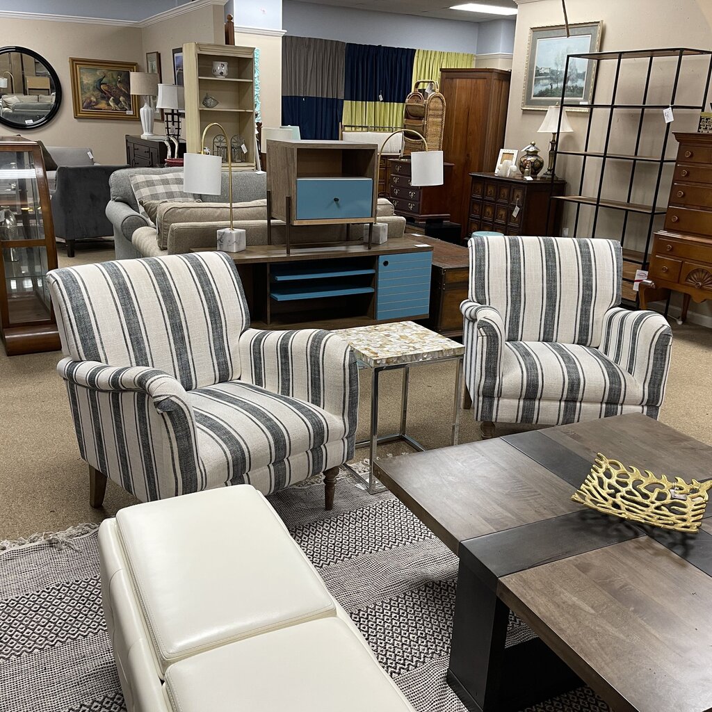 Pair Striped Armchairs