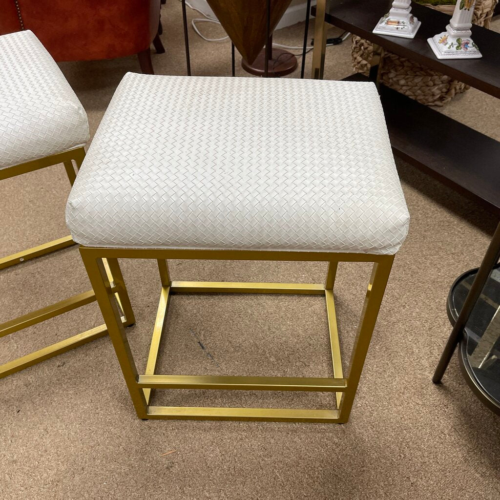 Pair Backless Leather Top Counter Height Stools