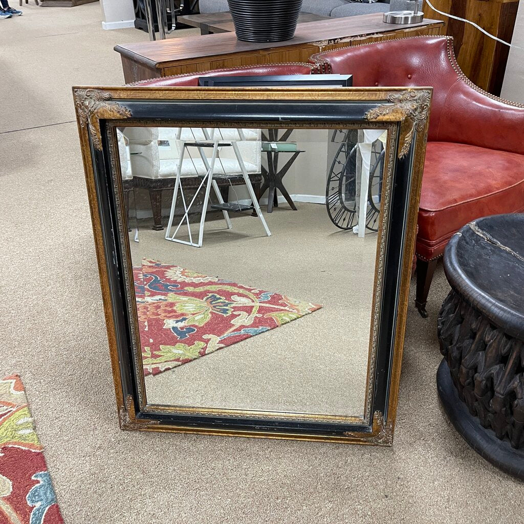 Black + Gold Framed Mirror