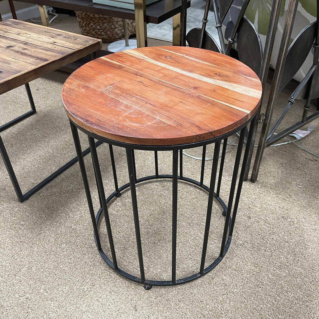 Round Rustic Style Side Table