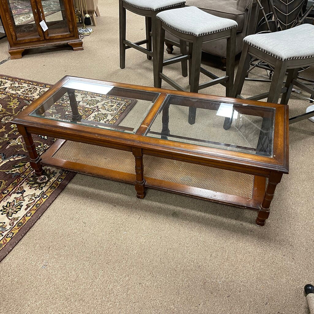 Glass Top Wood Coffee Table