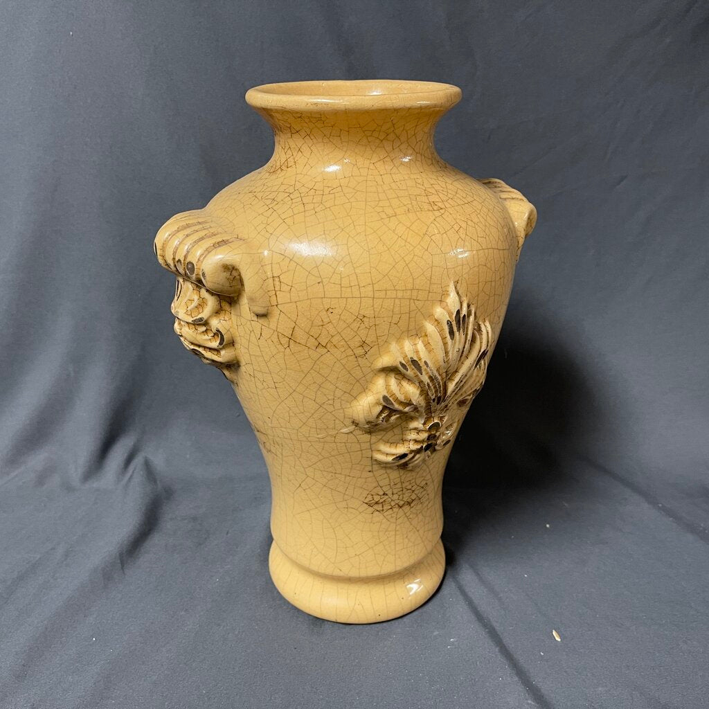 Crackle Glaze Fleur de Lis Vase