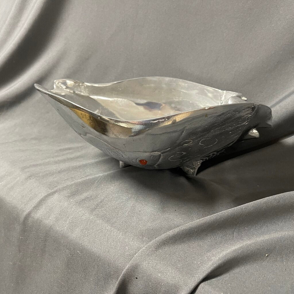 1970s Aluminum Goldfish Shell Bowl