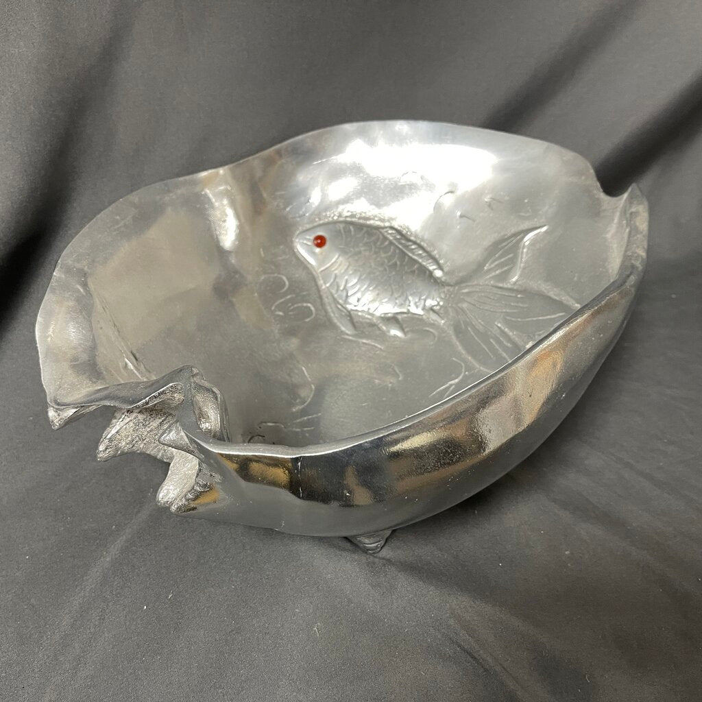 1970s Aluminum Goldfish Shell Bowl