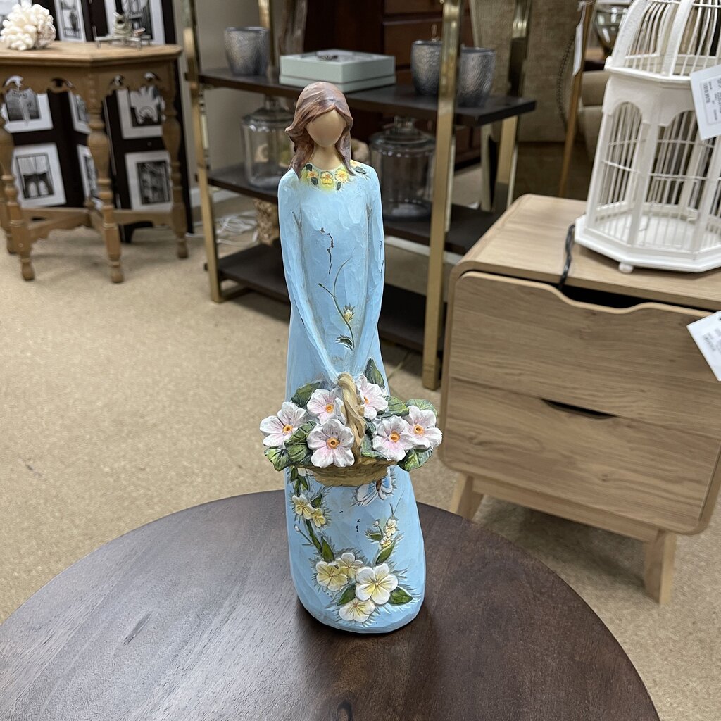 Wood Flower Girl Figure