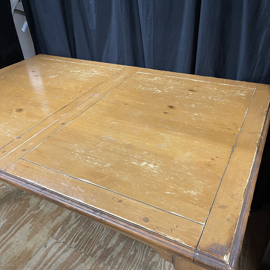 Wood Farm Table + 1-24" Leaf + 4 Chairs