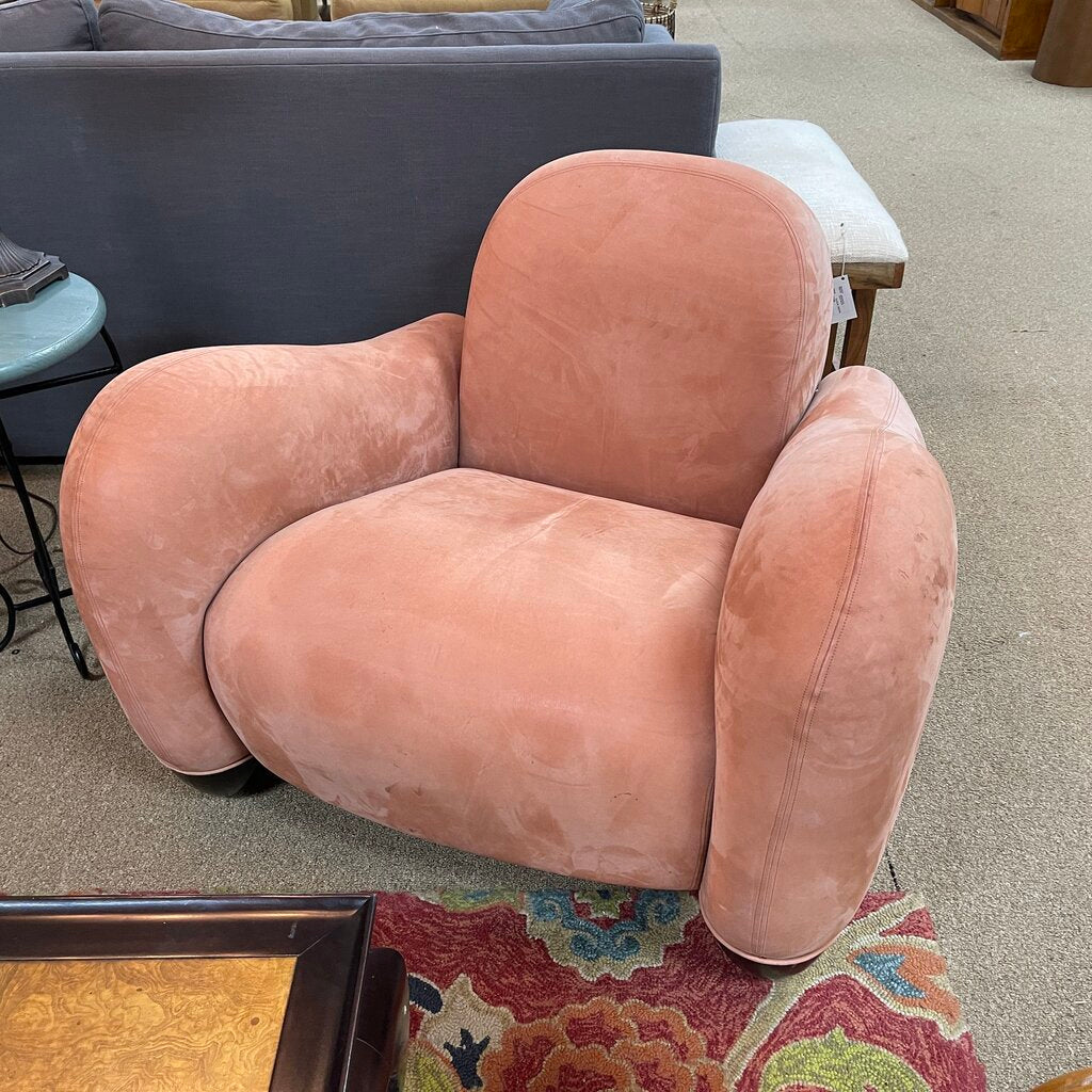 Pair Italian Leather Post Modern Sculptural Lounge Chairs