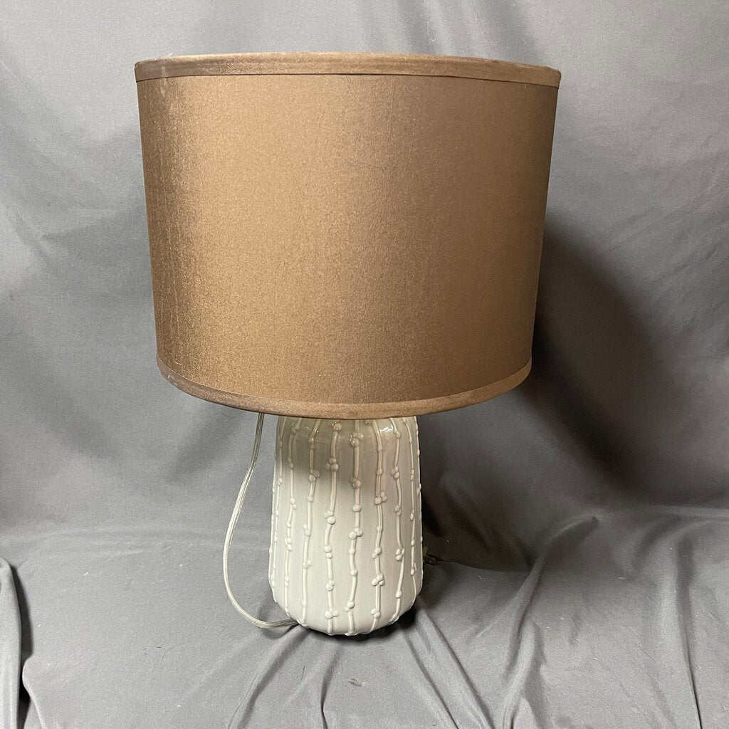 Grey Ceramic Lamp w/Brown Shade