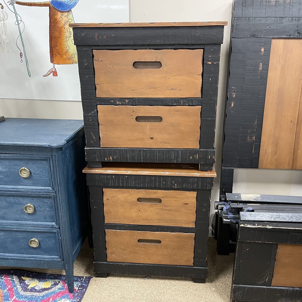 Pair Rustic Wood Nightstands