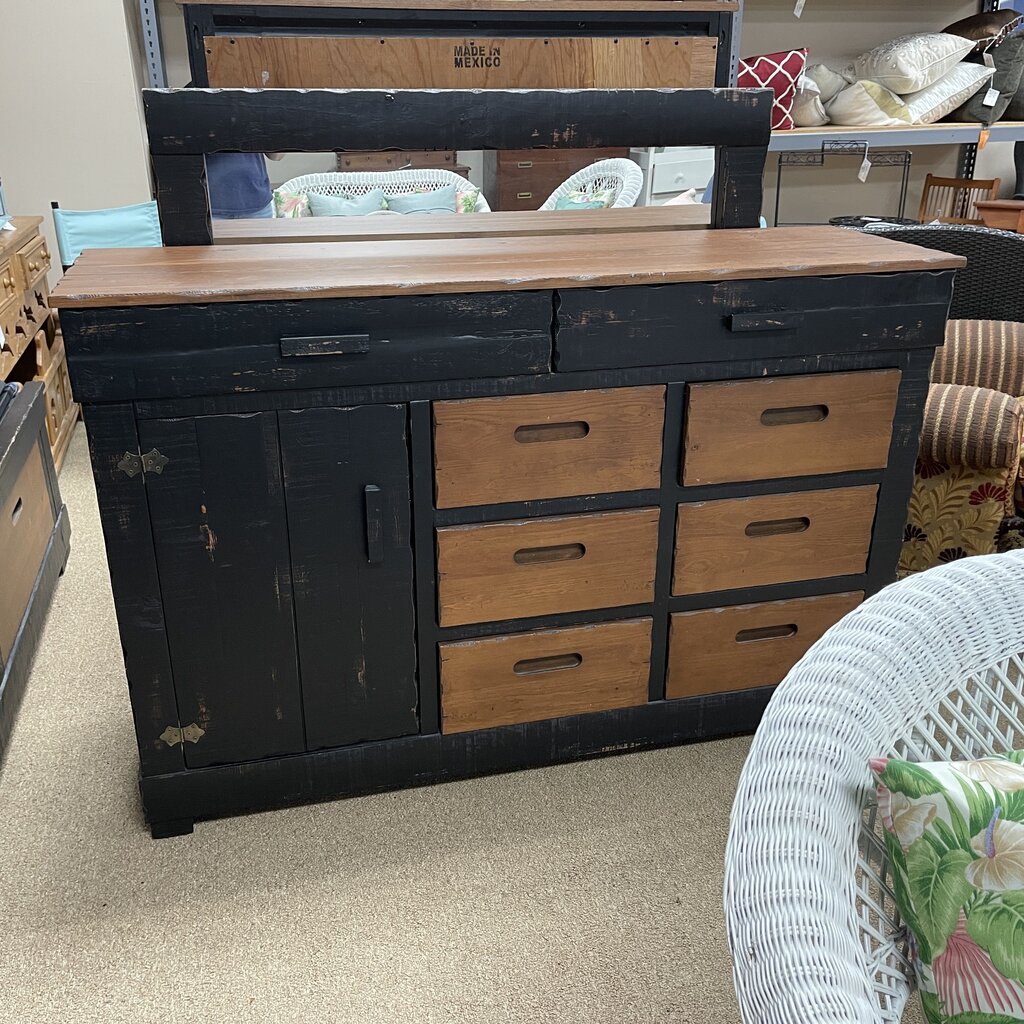 Rustic Wood Dresser w/Mirror