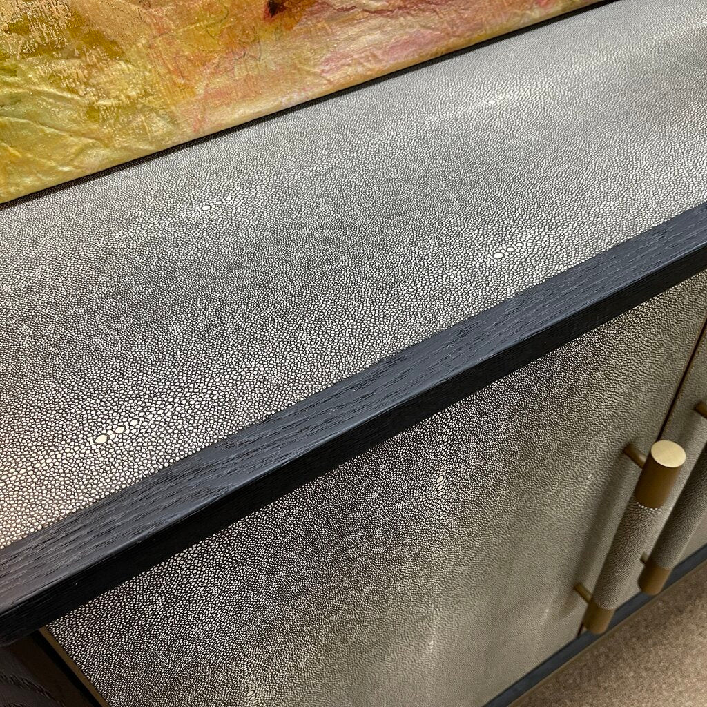 Textured Faux Leather + Wood Credenza