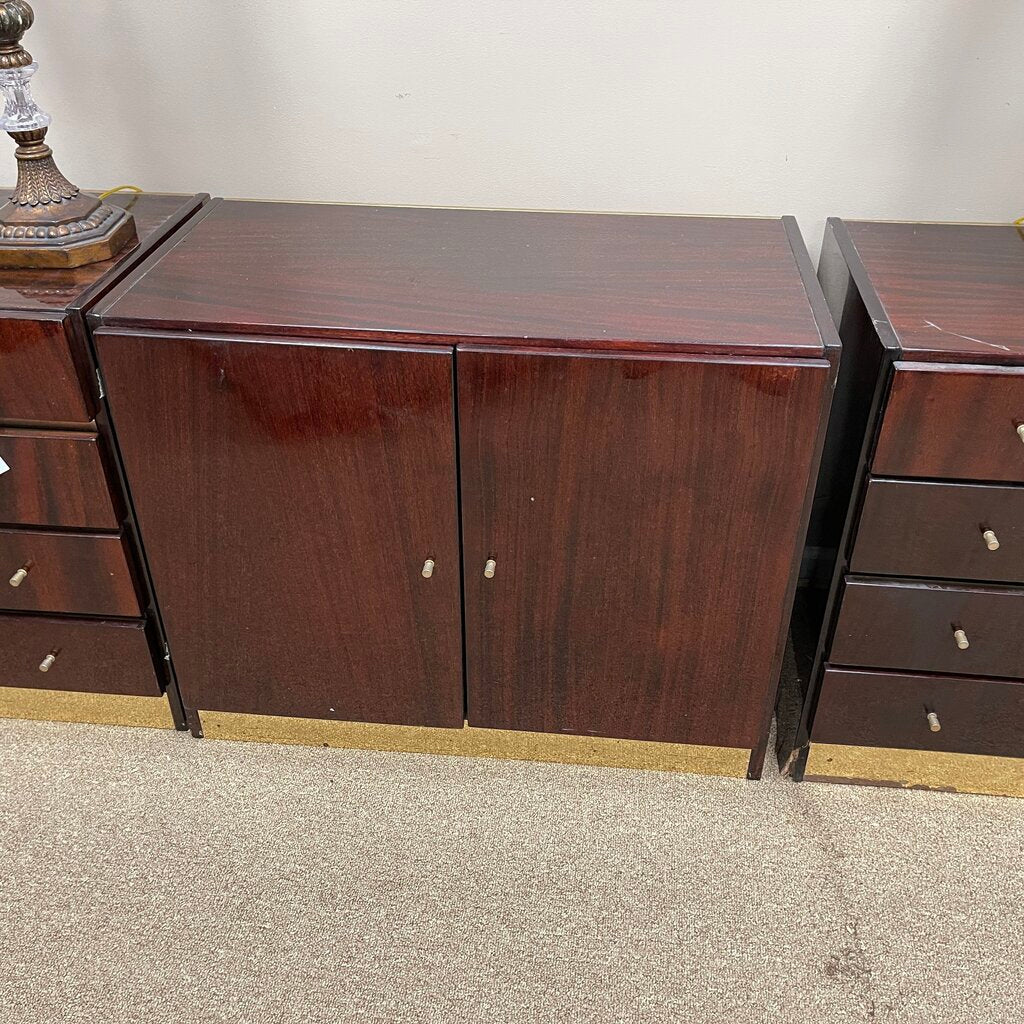 3-pc Burlwood Lacquer Credenza