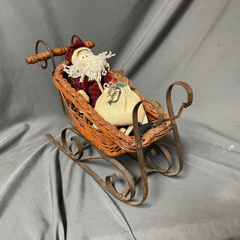 Wrought Iron + Wicker Santa's Sleigh