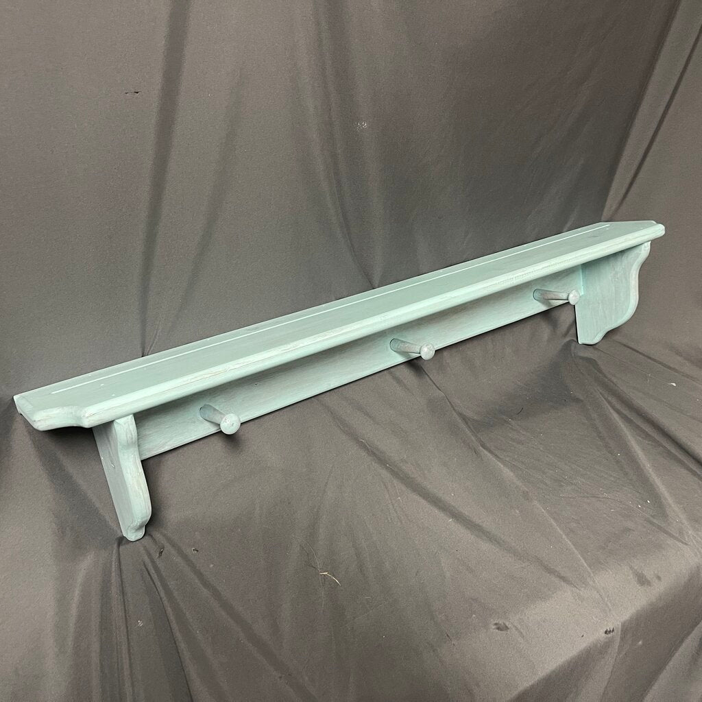 Wood Wall Shelf w/Hooks